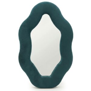 Espejo suave y ondulado – Guijarro ovalado – Turquesa real (20.5 x 32.5 x 2.3cm)