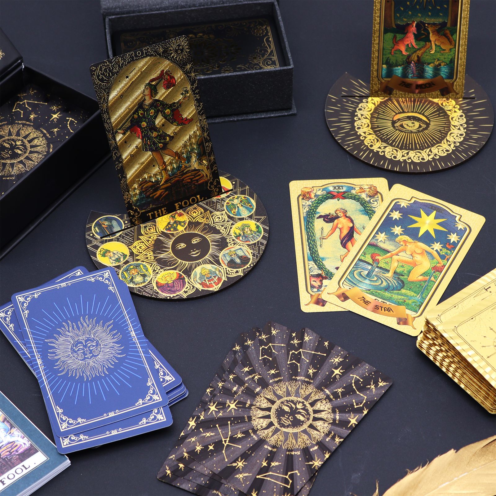 Set de cartas del tarot en caja de regalo rosa con lámina rubí - con folleto - Imagen 6
